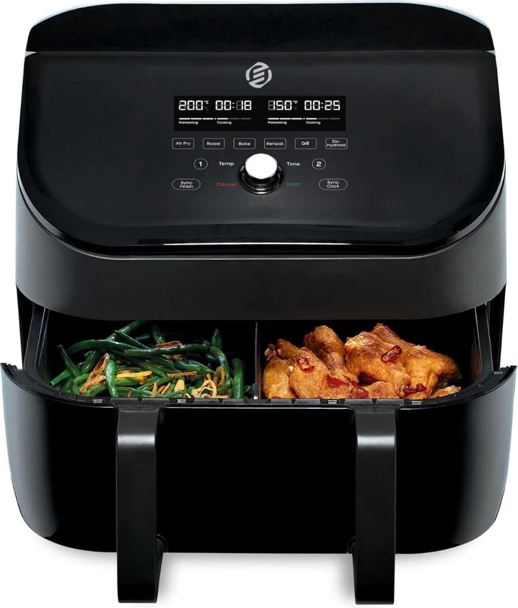 Equivera Dubbele Airfryer - Dubbele Mand - Dual Cook - Heteluchtfriteuse - Verschillende Programma's - Dual Zone - Mega — afbeelding 1