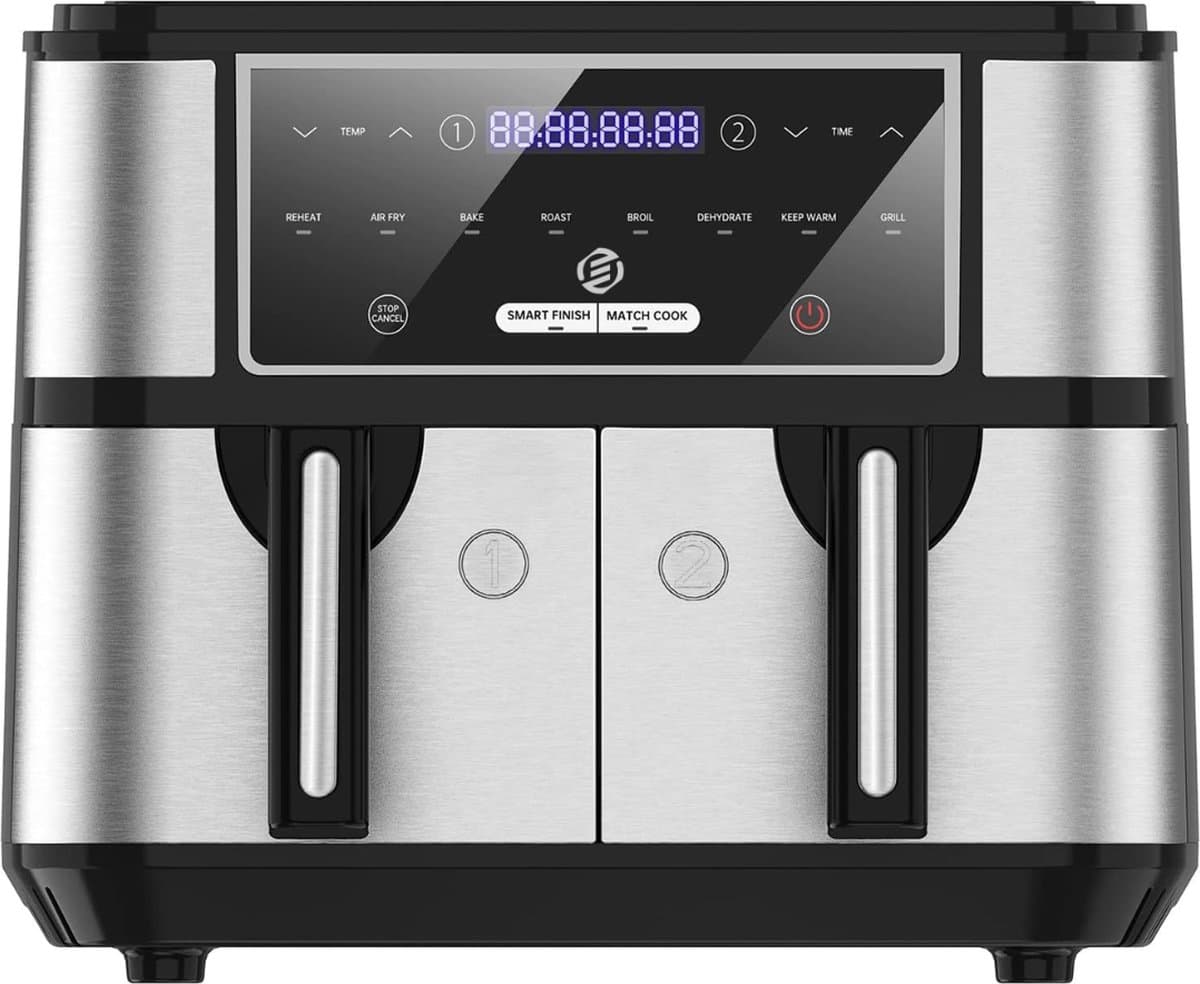 Equivera Dubbele Airfryer - Dubbele Mand - Dual Cook - Heteluchtfriteuse - Verschillende Programma's - Dual Zone - Mega — afbeelding 1