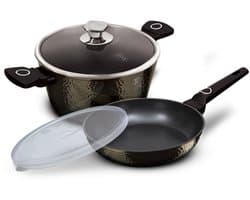 Berlinger Haus Primal Gloss - Pot en Pan Set - Ø24cm - Soft Touch Handvat - Zwart
