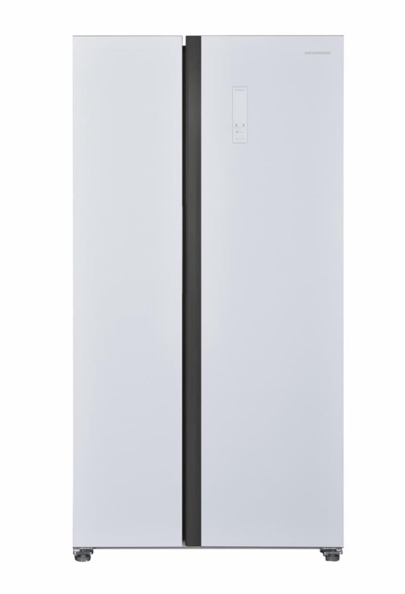 Heinner HSBS-HM532NFGWHE++ Amerikaanse Side-by-Side Koelkast – 532 L – No Frost – Smart Eco Functie – Snel Koelen – Deur-alarm – Wit Glas – 5 Jaar Garantie — afbeelding 1