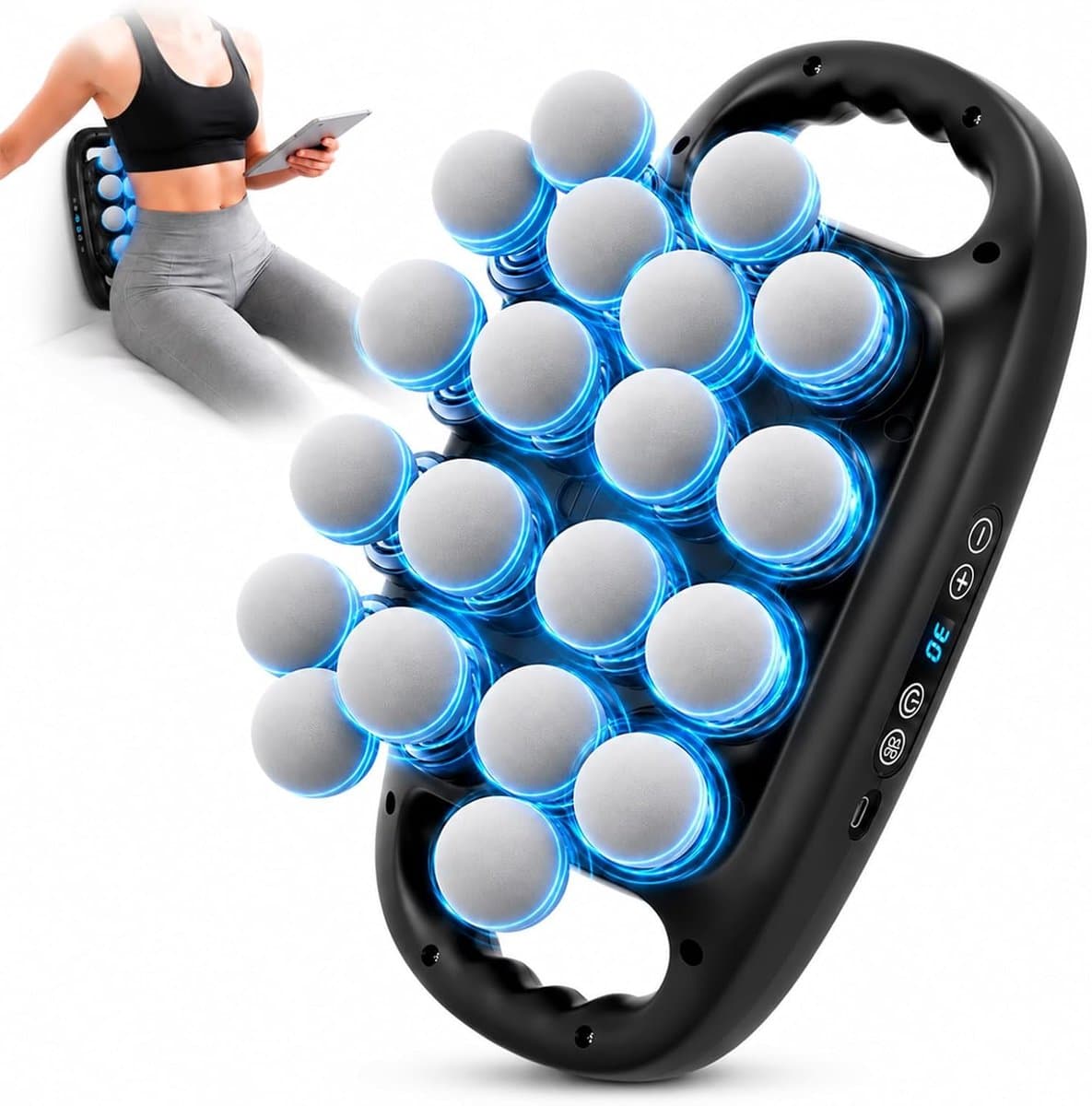 Massagepistool met 20 koppen, massageapparaat met 30 instelbare snelheden en 3 massagemodi, massagepistool met rood - ShopVlot — afbeelding 1