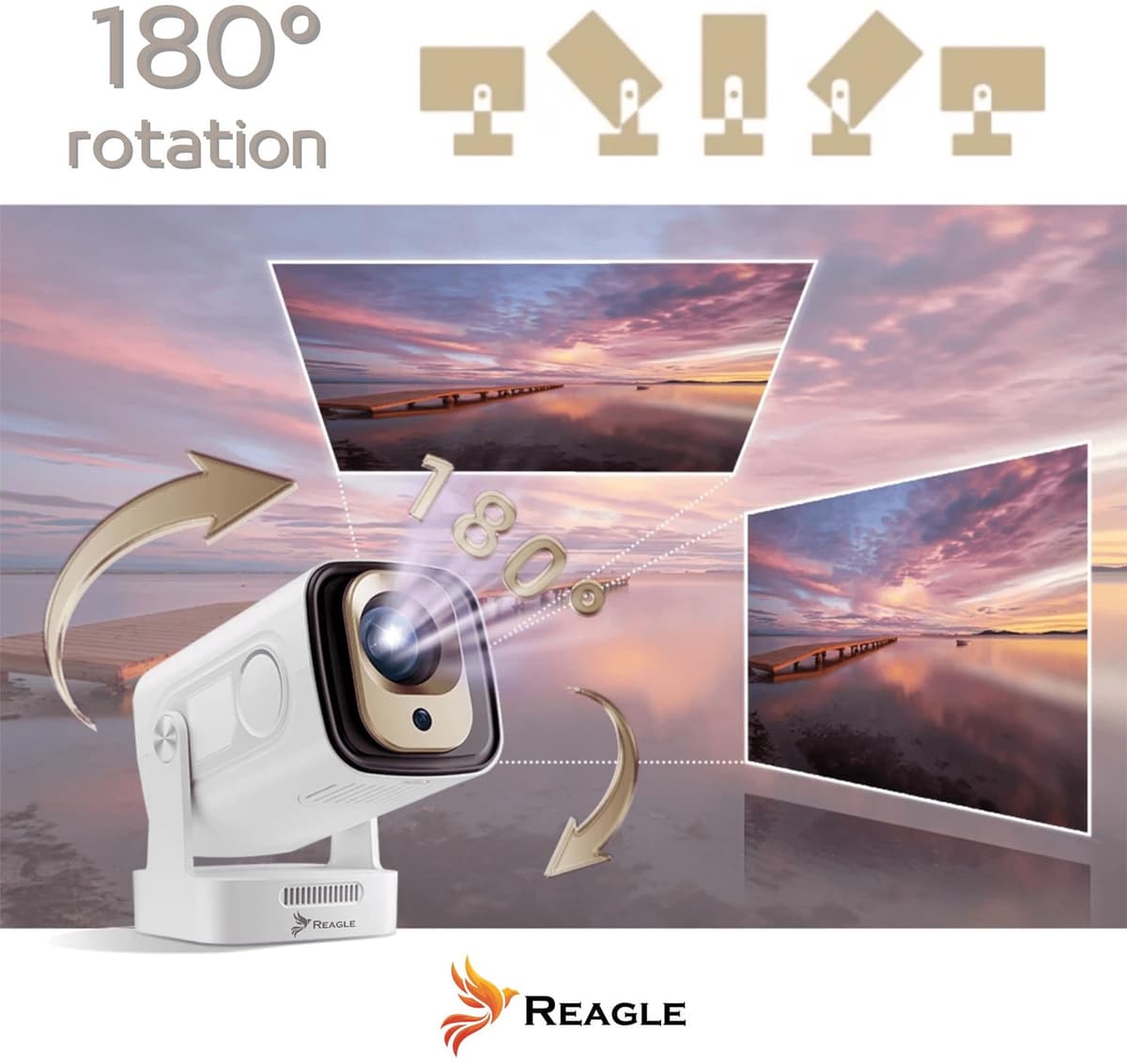Mini Beamer Draagbaar - 330 ANSI Lumen Android 14 - 1920 x 1080 Full HD Resolutie - LED - Voor Thuisbioscoop — afbeelding 1