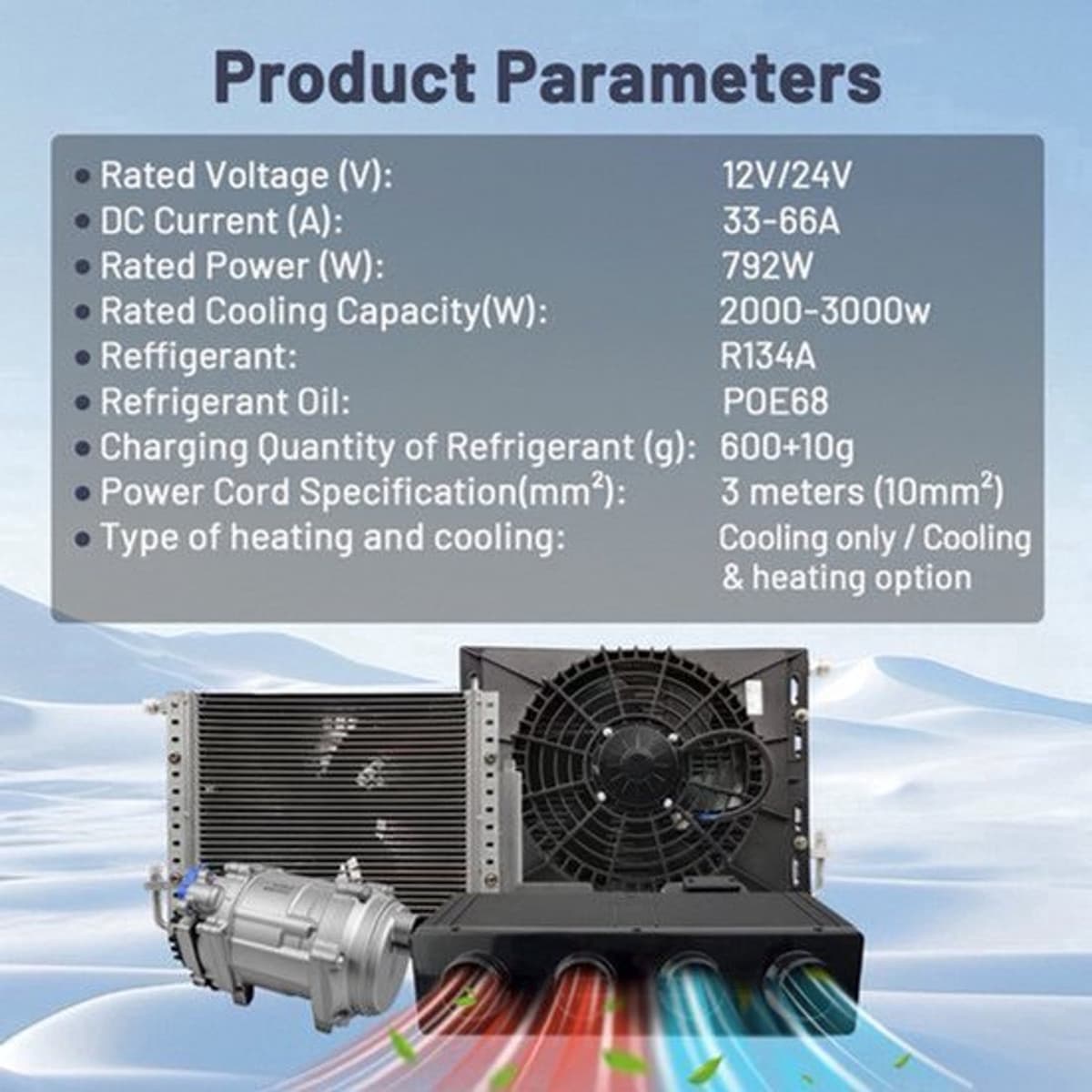 Auto Airconditioning 12V Model1 Heat Cool - 550 W Vermogen - 10500 BTU Koelcapaciteit - ABS+PC Materiaal - Voor Auto En Camper — afbeelding 1