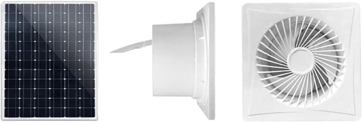 Afvoerventilator op zonne-energie - Raam wandventilator - Koeling en ventilatie - Vuurbestendig ABS materiaal - 15 cm gatdiameter - Wit — afbeelding 1