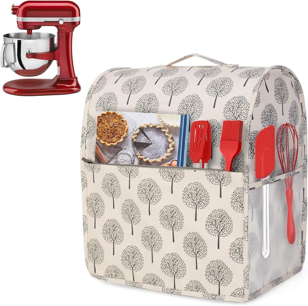 Mixerhoes Beschermhoes - Keukenmachine Cover - Apparaat Beschermen - Waterafstotend Canvas - 35.8 x 23 x 40.2 cm - Boomprint — afbeelding 1