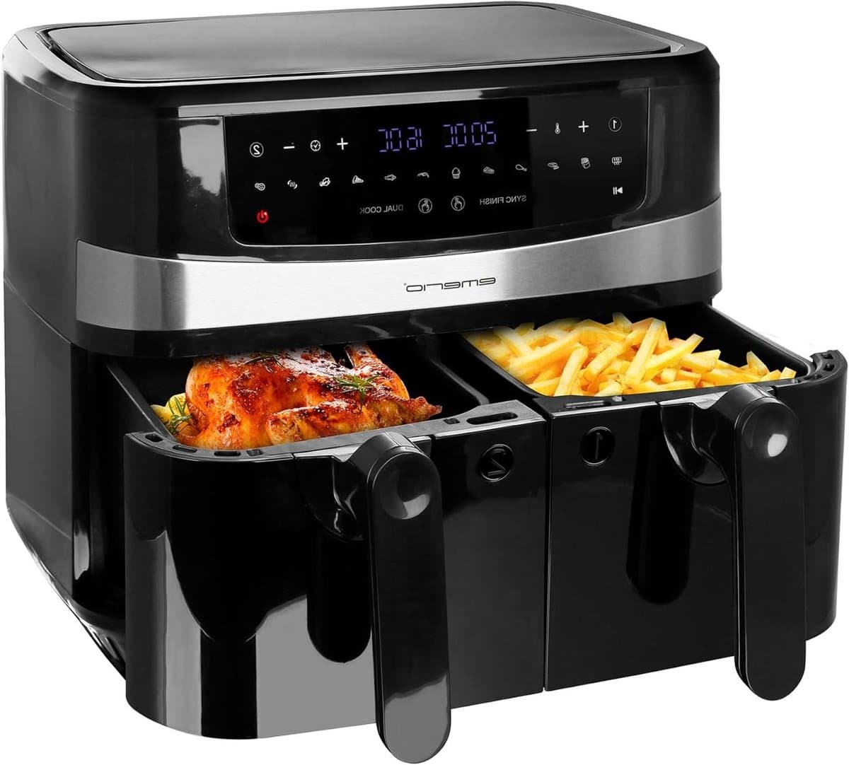 Dubbele Heteluchtfriteuse - Airfryer Frituur - Gezond Koken - Smart Finish Functie - 10 Liter Totaal - Zwart — afbeelding 1