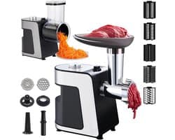 Elektrische Keukenmachine - 2-in-1 Rasper Snijder - Maaltijden Bereiden - Bredere Invoer - 36x26.7x19.5 cm - Zilver