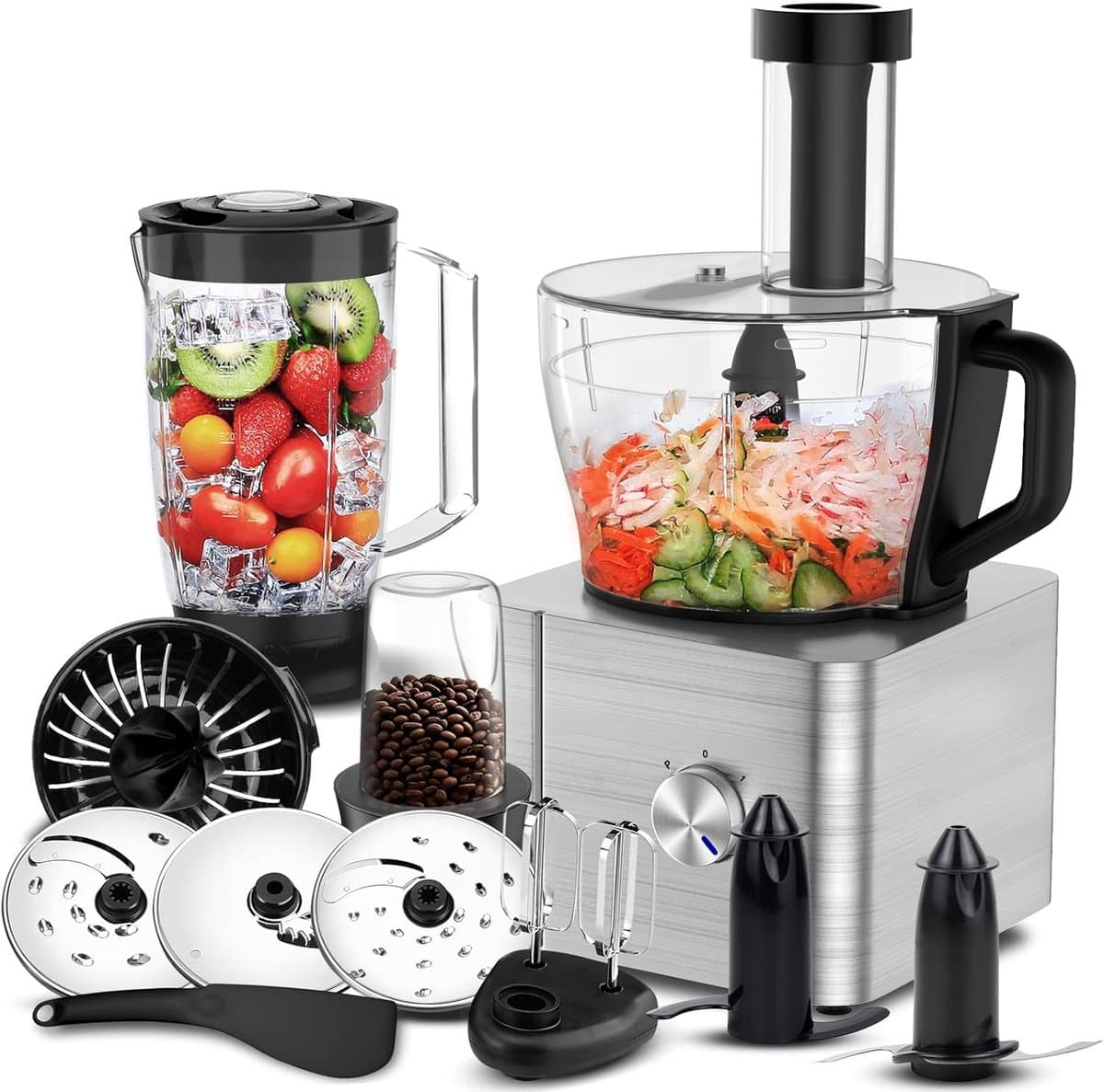Keukenmachine - Foodprocessor Mixer - Koken en Bakken - 11-in-1 Functionaliteit - 32 Liter Kom - Zilver — afbeelding 1