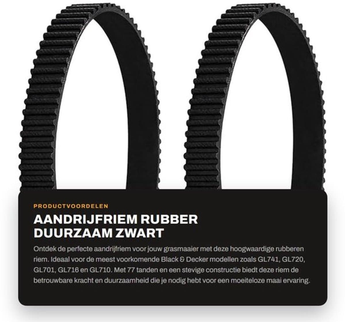 Distributieriem 77 Tanden - Aandrijfriem Rubber - 3 mm Tandhoogte - 10 mm Breedte - 231 mm Omtrek - Sluitlus — afbeelding 1