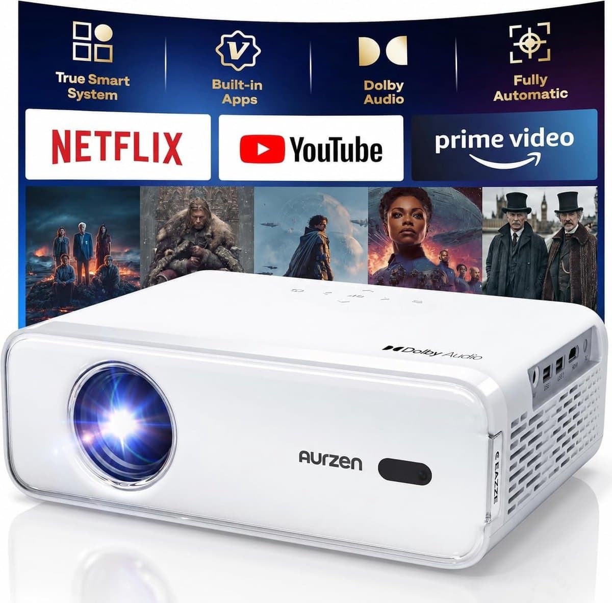 Mini Videoprojector - 4K - Autofocus en Keystone Correctie - Draagbaar en Wifi - Voor Thuisbioscopen — afbeelding 1