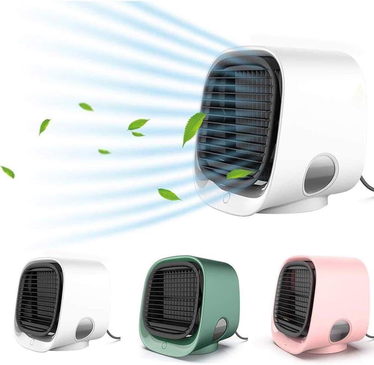 Luchtkoeler met verdampingskoeling – mobiele aircounit met 3 standen en 7 sfeerlichten – mini-airco met koelwatertank — afbeelding 1
