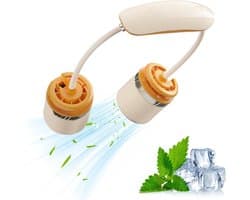 Draagbare Nekventilator - Ventilator Dubbele Kop - Persoonlijke Koeling - Handsfree Ontwerp - 19.5 cm - Oranje