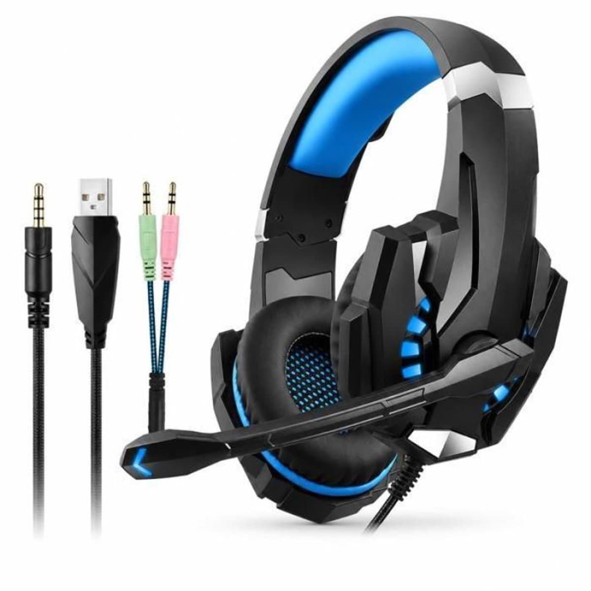 Bedrade gamingheadset met ruisonderdrukkende microfoon, 3D-stereogeluid, RGB-ledverlichtingseffecten, 40 mm-aansluiting, compatibel met PS5, PS4, pc en Xbox Switch. — afbeelding 1