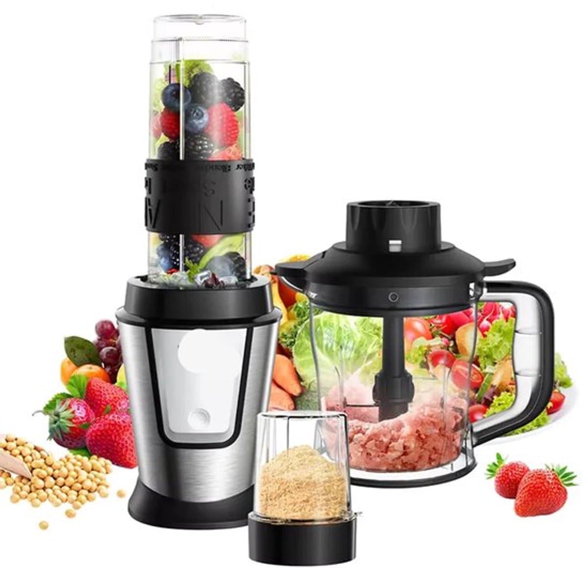 Multifunctionele Keukenmachine - 3-in-1 - Foodprocessor - Blender - 700W - Smoothie Maker - Hakmolen - Droogmolen - Roestvrij Staal - BPA-vrije Fles - 24.000 RPM — afbeelding 1