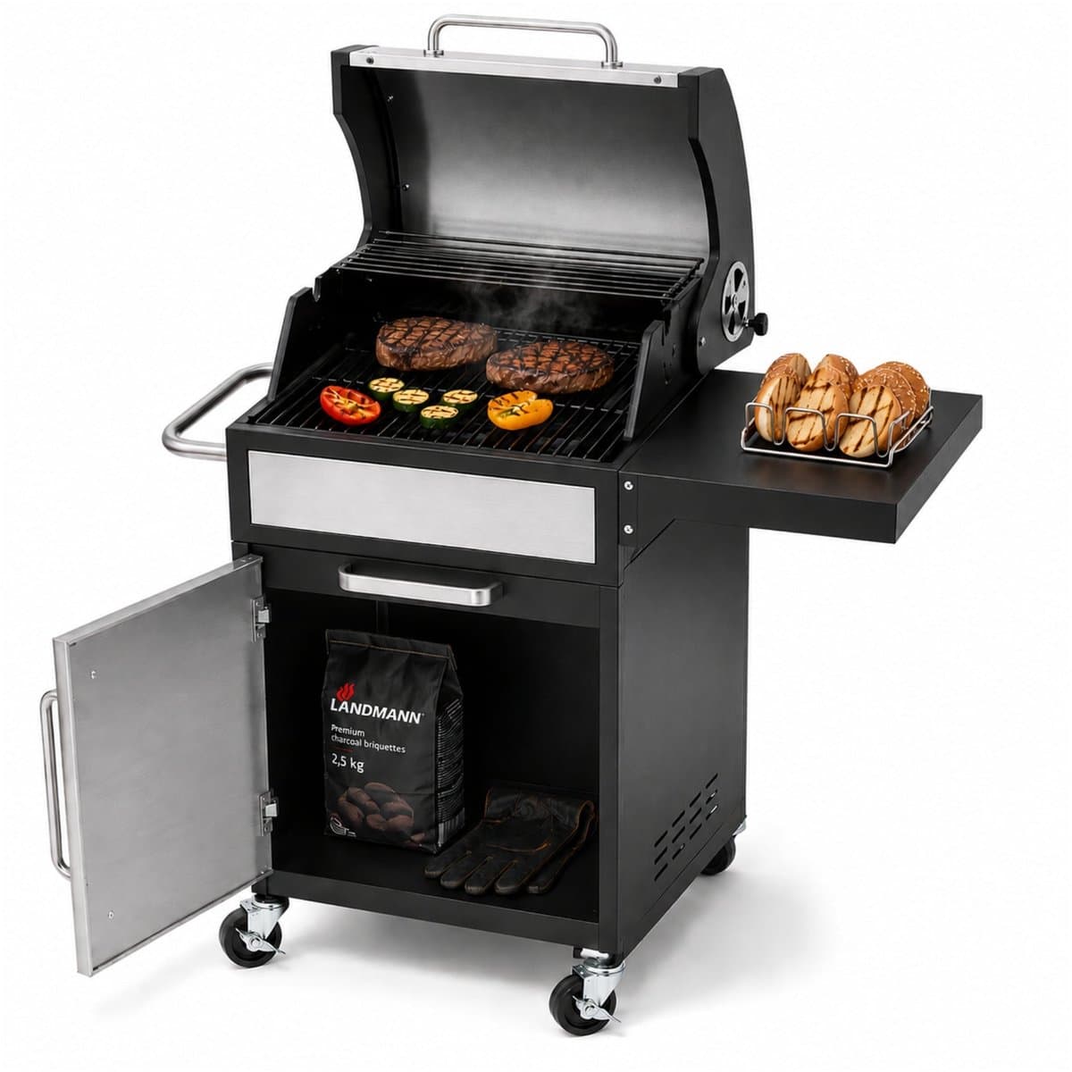 Landmann GrillChef Houtskoolbarbecue - 96 cm - Gietijzeren Rooster - Met Deksel — afbeelding 1