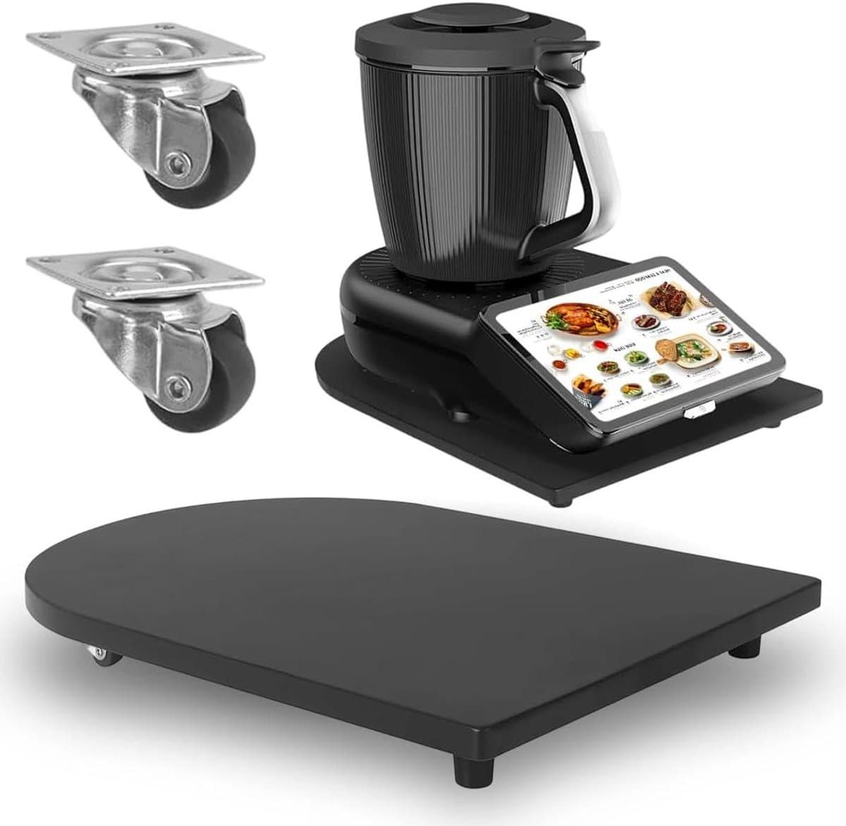 Bamboe Glijbord - Keukenmachine Accessoire - Apparaat Verplaatsen - 360 Graden Wielen - 12mm Dik - Zwart — afbeelding 1