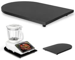 Glijplank Keukenmachine - Apparaat Rolplank - Keuken Werkblad - 360° Wielen Bamboe - 28x40x3 cm - Zwart