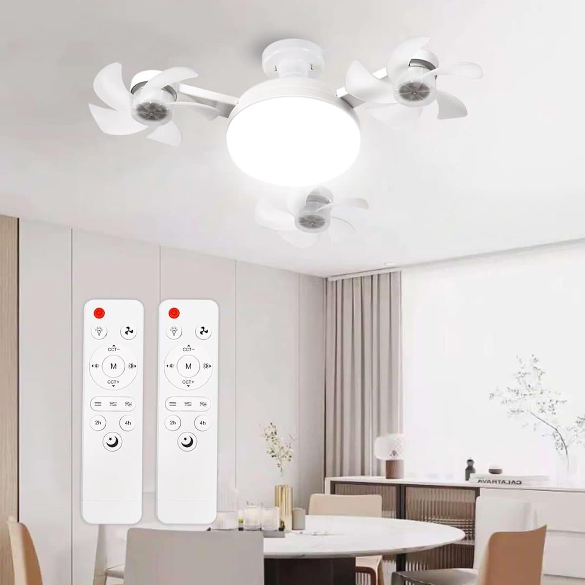 3 snelheden - Ventilatorlamp met afstandsbediening - Dimbare LED-lamp - Schroefbare plafondventilator - Eenvoudige installatie - Geschikt voor slaapkamer, keuken en werkruimtes — afbeelding 1
