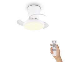 Fantiluxe - Kasper - Plafondventilator met verlichting - Wit - Ø41cm - Afstandsbediening - Met lamp - Plafond ventilator - Slaapkamer