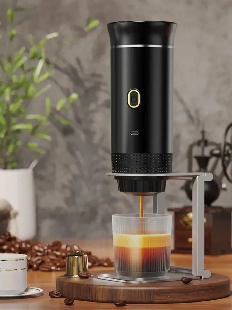 Velmio Draadloos Koffiezetapparaat 3-1 - Draagbaar Koffiezetapparaat Voor Onderweg - Espressomachine - 20 Bar - 3-in-1 Capsules & Gemalen Koffie - 60ML - Zwart — afbeelding 1
