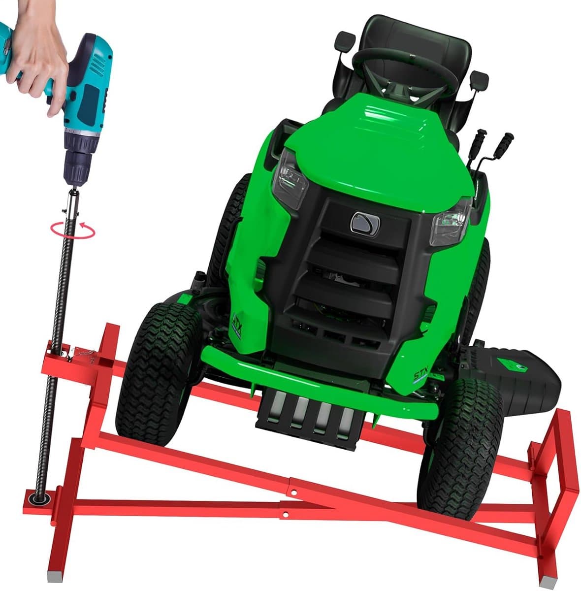 Grasmaaier Hefkrik - Onderhoudsplatform - Onderhoud Tuinmachines - Telescopisch Verstelbaar - 400 kg Capaciteit - Rood — afbeelding 1
