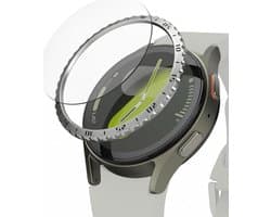 Ringke Bezel Styling + Tempered Glass Geschikt voor Samsung Galaxy Watch 7 40MM - RVS Watch Cover + Screen Protector - Zilver