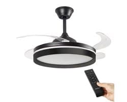 Plafondventilator met licht, stil, intrekbare bladen, 6 snelheden, DC-motor, afstandsbediening InnovaGoods — afbeelding 1