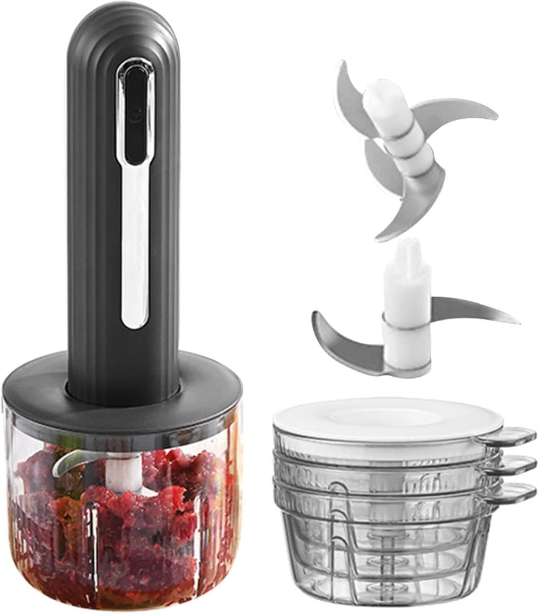 Elektrische Keukenmachine - Mini Hakmolen - Snel Ingrediënten Snijden - Draadloos Oplaadbaar - 400ml Kom - Wit — afbeelding 1