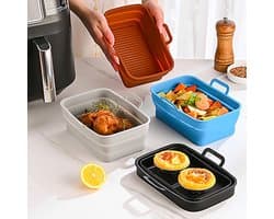 Opvouwbare vierkante siliconen pan geschikt voor NINJA Airfryer keuken verwarmingsplaat-zwart
