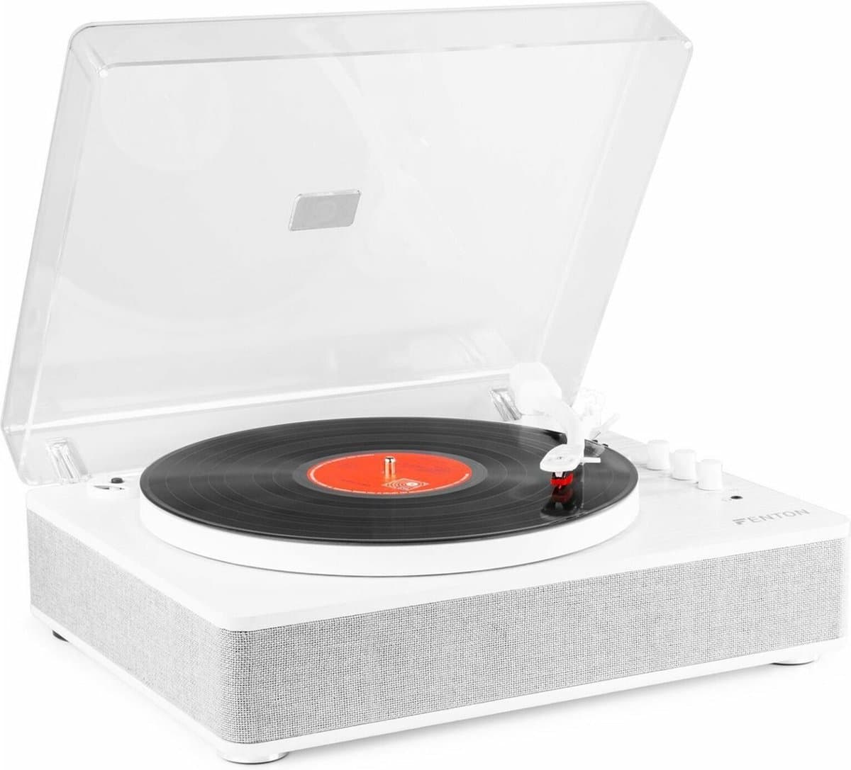 Platenspeler Bluetooth (in/uit) - Fenton RP162W - retro platenspeler met speakers (stereo) en mp3 speler - Wit — afbeelding 1