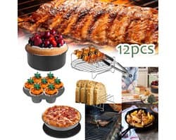 12 stuks 8 inch accessoires voor heteluchtfriteuse met antiaanbaklaag, machinewasbaar, voor siliconen bakvorm accessoires voor heteluchtfriteuse