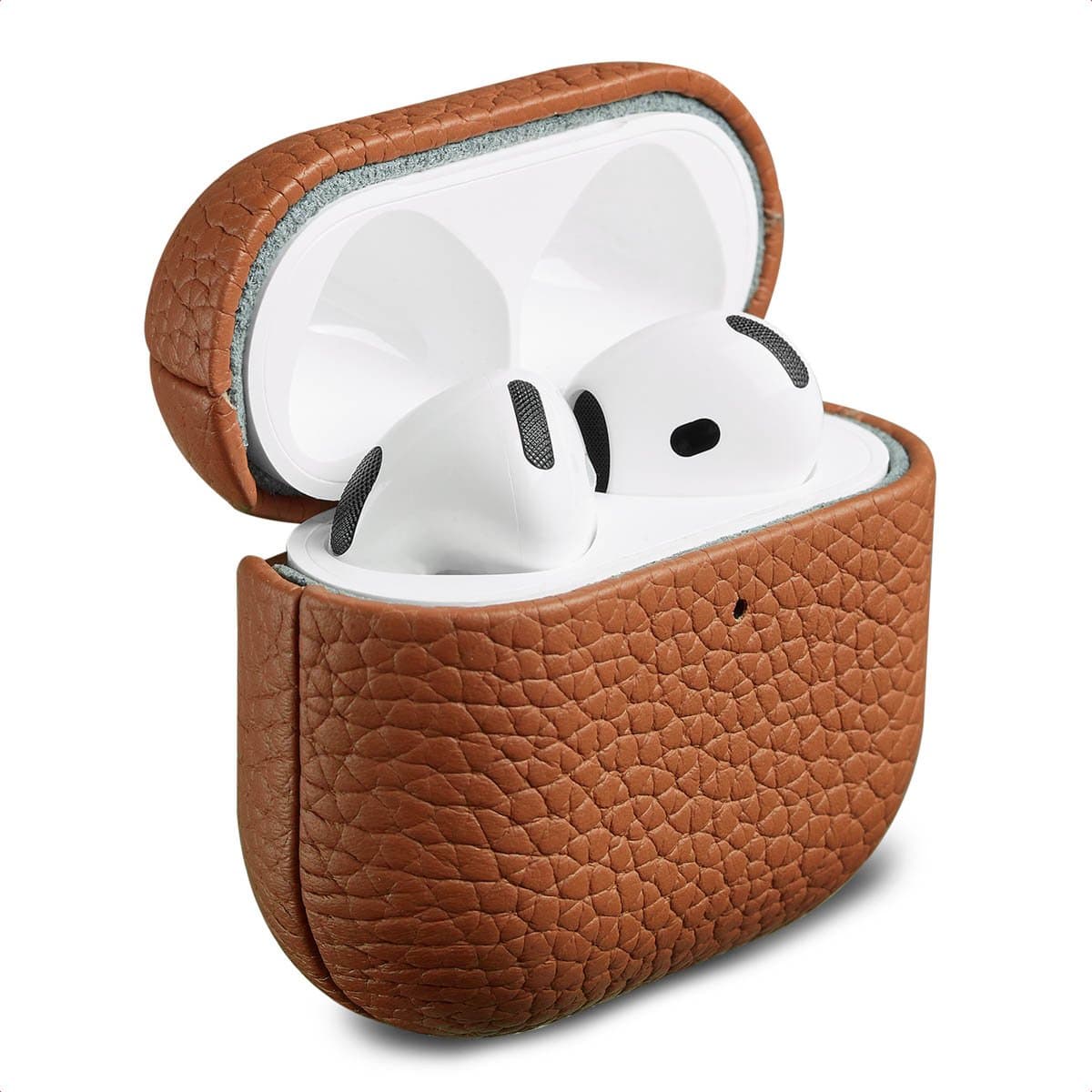 Accezz Echt Leren Case - Hoesje geschikt voor AirPods 4 - Cognac — afbeelding 1