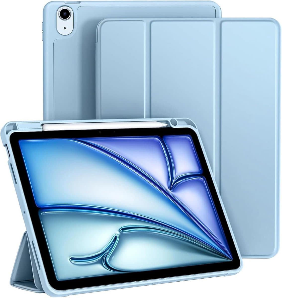 Zachte TPU iPad Air 11 inch en 10.9 inch Case - Bescherming voor M3/M2 2025/2024 en 5e/4e Generatie - Steun voor Pencil Pro en USB-C - Lichtblauw — afbeelding 1