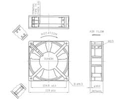 Ventilator 120x120x38mm, AC 230V, 2700U/min, Max 44dB, Glijlager