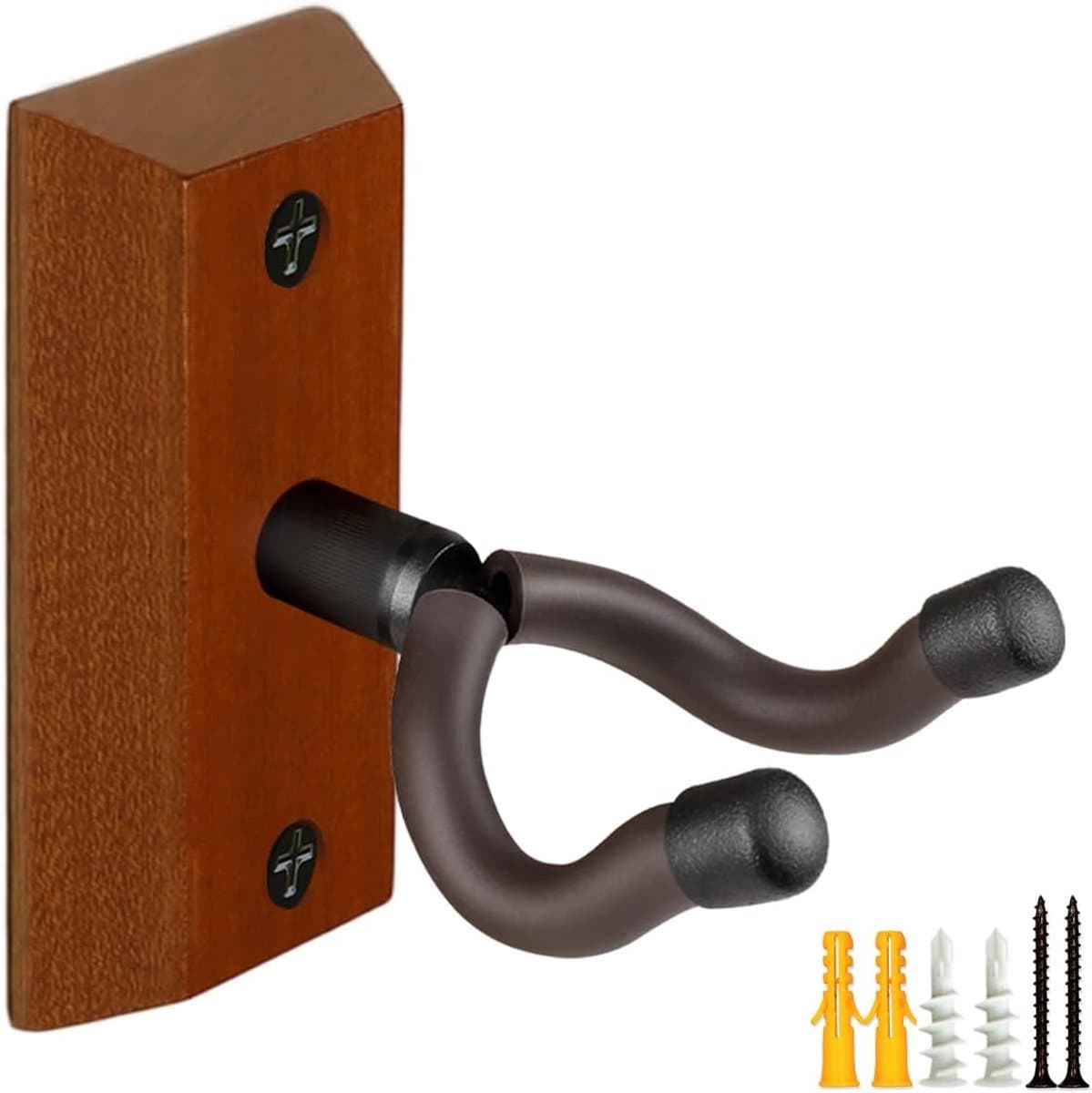 Gitaar Muur Bevestiging - Sapele Houten Gitaarhouder, U-Vormige Muurhanger voor Akoestische en Elektrische Gitaren, Banjo, Bas en Ukelele — afbeelding 1
