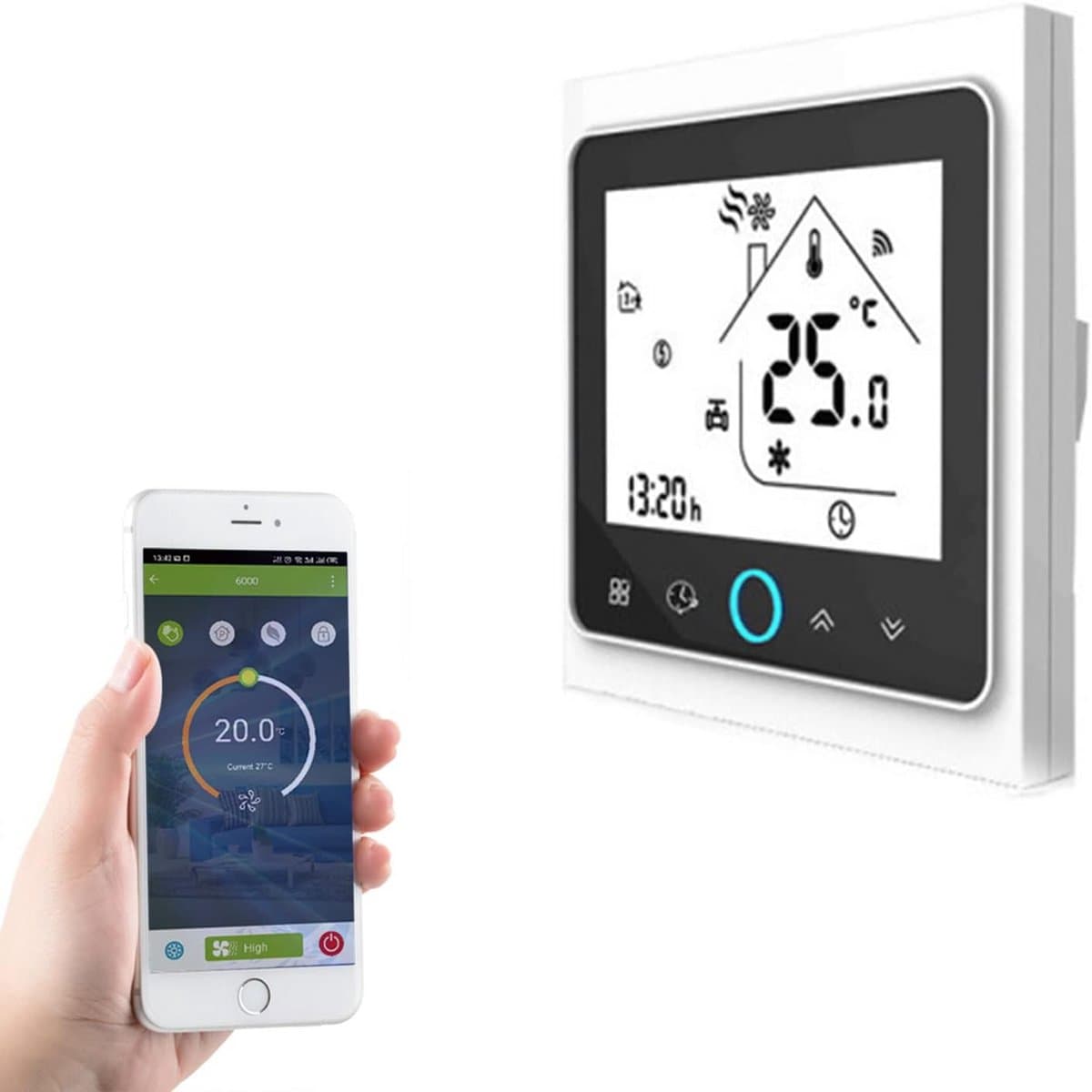 Slimme Wifi Thermostaat Programmeerbaar voor Waterverwarming met LCD Scherm en Spraakbesturing — afbeelding 1