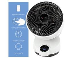 Energi besparende 90 graden kantelbare ventilator met afstandsbediening en touch-display voor woonkamer, keuken en slaapkamer tot 20 m²