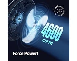 Industriële hogesnelheids wandventilator 4600 CFM - Krachtige 3-snelheden met 360 graden instelbaar