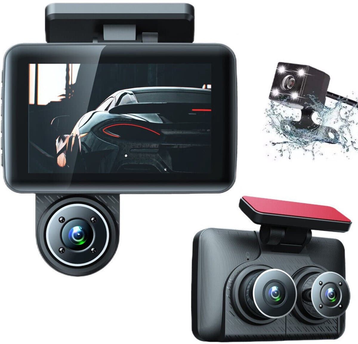 4-inch HD nachtzicht drievoudige lens gezamenlijke opname voertuig gemonteerde DVR — afbeelding 1