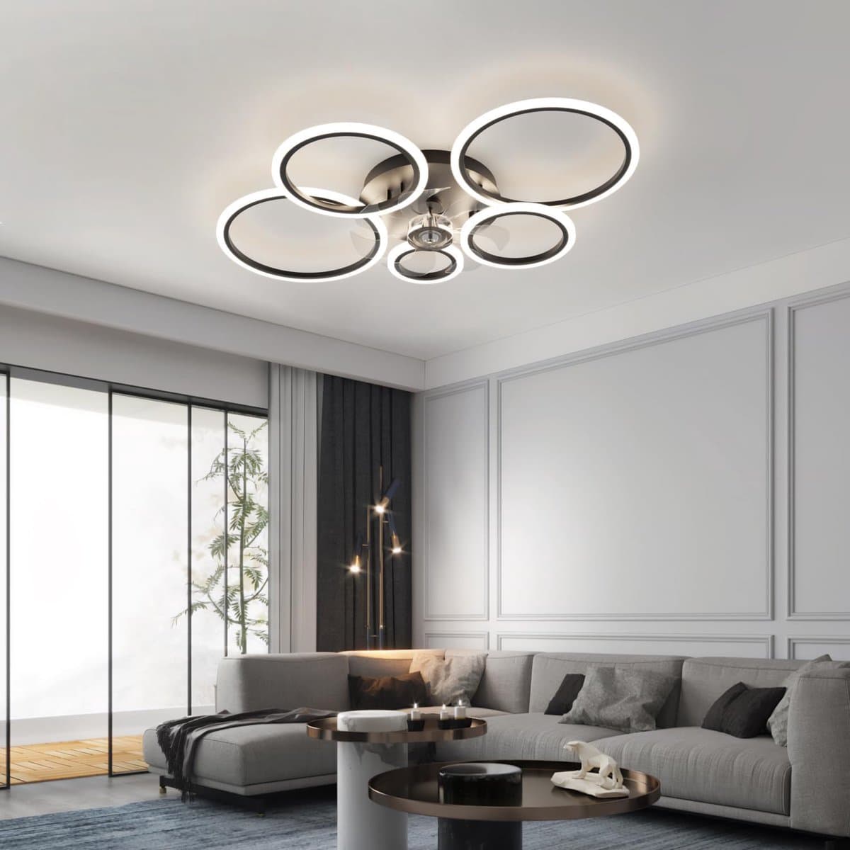 Dimbare plafondlamp met ventilator, compatibel met spraakbesturing en slimme assistenten — afbeelding 1