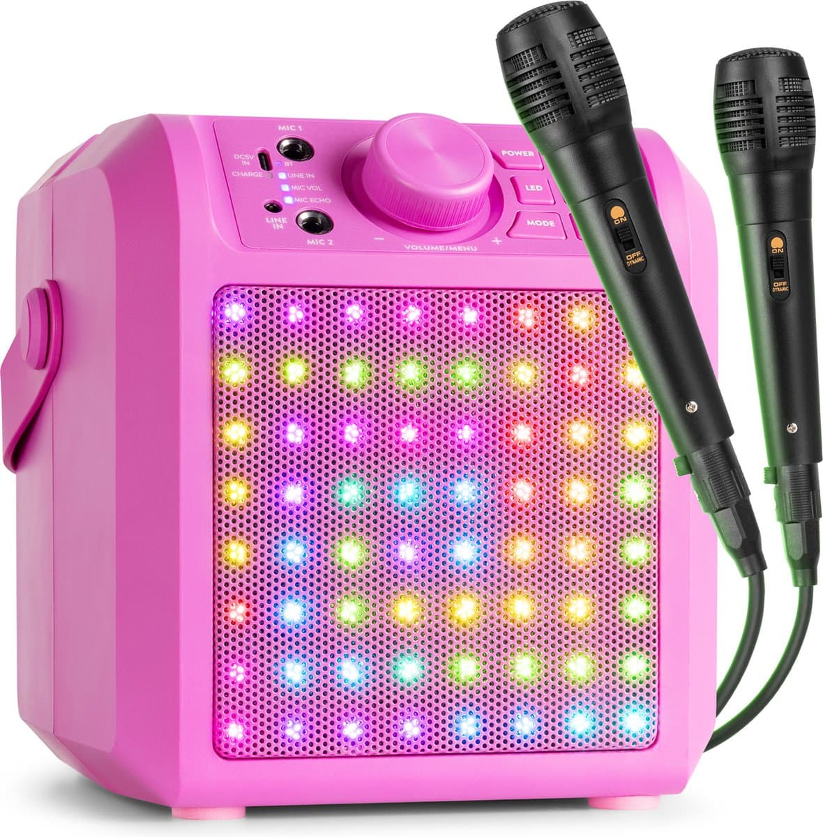 Karaoke set met 2 microfoons - Fenton KAR50P - Met lichteffect en Bluetooth - Voor kinderen - Roze — afbeelding 1