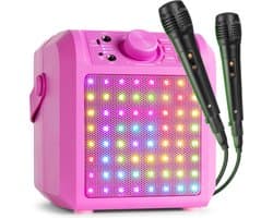 Karaoke set met 2 microfoons - Fenton KAR50P - Met lichteffect en Bluetooth - Voor kinderen - Roze