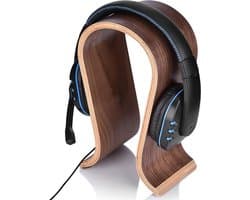 Houten U-vormige hoofdtelefoonhouder met stabiele basis voor thuis, kantoor, studie en winkel