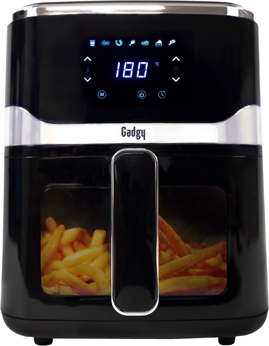 Gadgy Airfryer 5L met Kijkvenster – 1400W – Digitale Heteluchtfriteuse – 7 Voorgeprogrammeerde Programma’s – Touchscreen – Tot 200°C – Gezond Frituren Zonder Olie — afbeelding 1