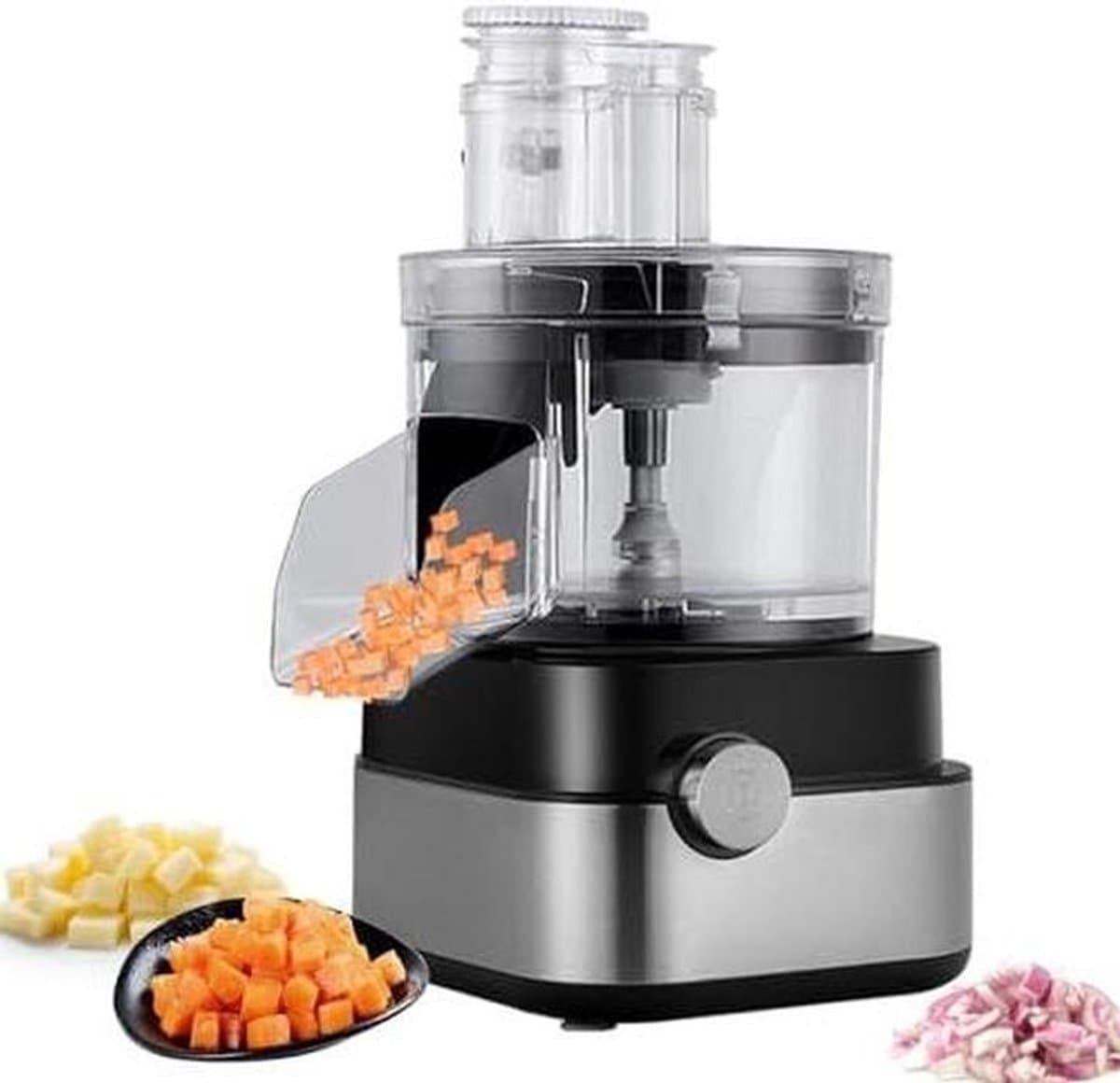 Elektrische Groentesnijder - Keukenmachine Rasp - Snel Ingrediënten Snijden - Krachtige 600W Motor - 5L Kom Capaciteit - Zilver — afbeelding 1