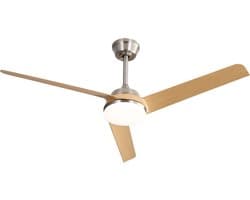 Plafondventilator Met Lamp - Ø 132cm - Stille ventilator - 3 ABS Bladen - 6 standen voor de windkracht - Met Afstandsbediening - LED's Light - Licht houtkleur — afbeelding 1