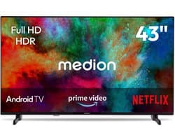 MEDION 108 cm 43" Full HD TV Android TV Smart TV HDR Prime Video PVR Bluetooth, MD843100