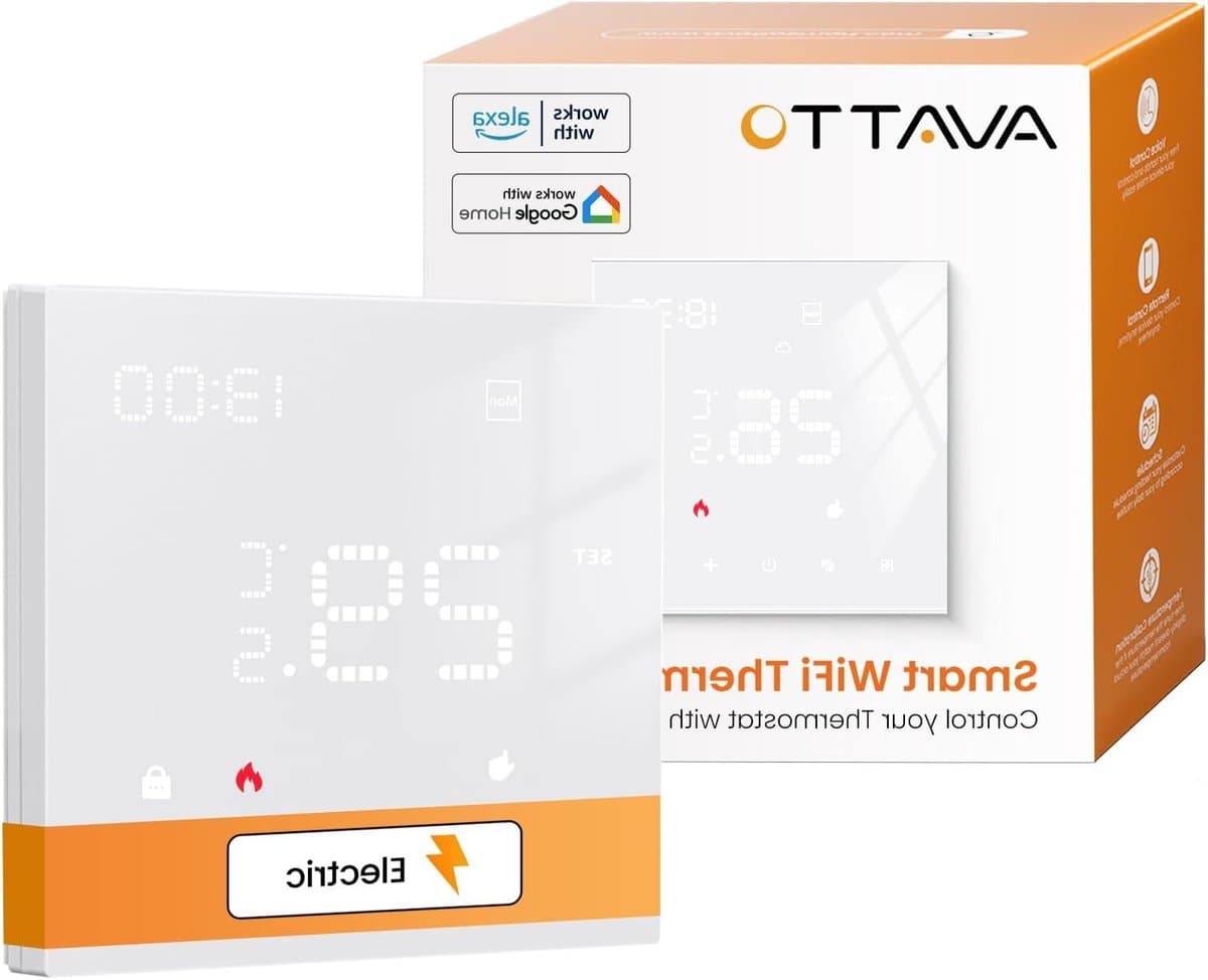 Slimme Thermostaathoes - Vloerverwarming Thermostaat - Ruimte Verwarmen - Met Externe Sensor - 16 A - Wit — afbeelding 1