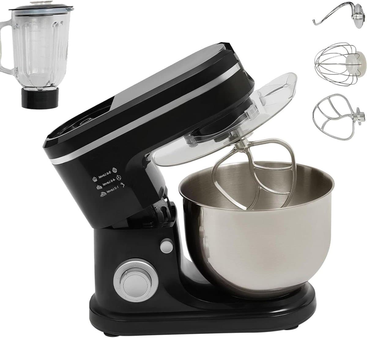 Keukenmachine - Deegmixer Kneedmachine - Bakken en Mixen - Stille Werking - 6 Liter - Zwart — afbeelding 1