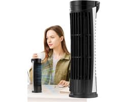 Luchtventilator Bureau - Stille Ventilator - Comfortabele Koeling - Geïntegreerd Ledlicht - Compact Formaat - Zwart